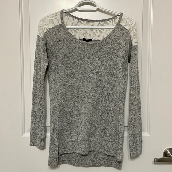ARDENE Grey Long Sleeve Shirt with Lace - Picture 1 of 5